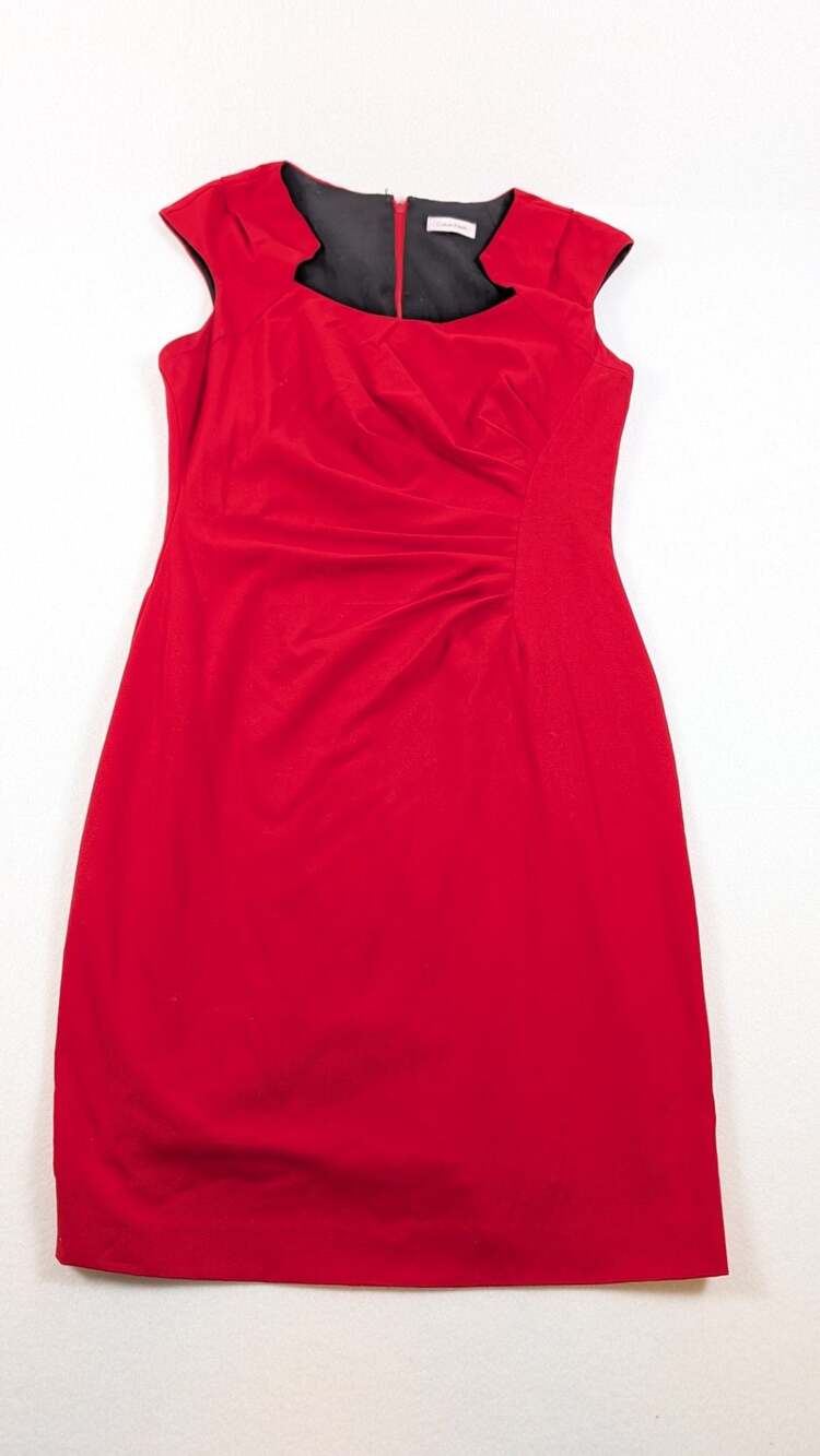 Calvin Klein Women's Red Sleeveless Square Neck Sheath Dress size 6